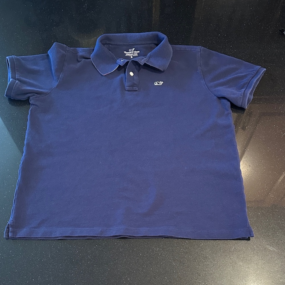 Vineyard Vines Navy Kids Heritage Polo Shirt (Red, White, Blue under collar)
